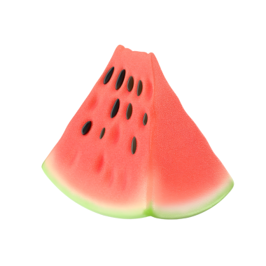 Canlı bir karpuz dilimi sulu kırmızı et ve siyah tohumlarını sergiliyor. Yaz içeceği için mükemmel..