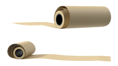 İki rulo kahverengi kağıt, biri daha büyük, biri daha küçük, ucu açık, genellikle ambalaj ve el işi için kullanılır..