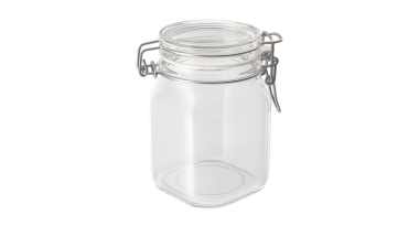 Metal tokalı, temiz cam bir kavanoz. Yiyecek depolamak için ideal..