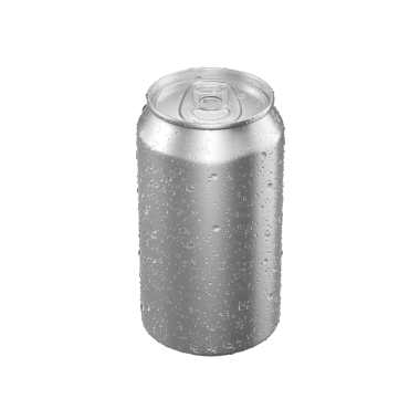 Yoğunlaştırılmış gümüş bir soda kutusu, genellikle içecekler için kullanılır, canlandırıcı bir içecek seçeneği sunar.