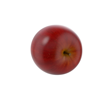 Pürüzsüz yüzeyi ve canlı rengini gösteren parlak kırmızı bir elma. Sağlık ve tazeliği simgeliyor..
