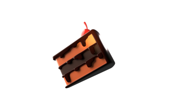 Katmanlı çikolatalı pasta ve üstünde kiraz, lezzetli bir tatlı seçeneğini temsil ediyor..