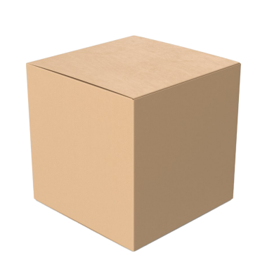 Tipik olarak ambalaj ve depolama amaçlı kullanılan sade bir karton kutu.