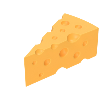 Delikli bir peynir parçası, klasik bir süt ürününü sergiliyor. Genellikle yemek ve atıştırmada kullanılıyor..