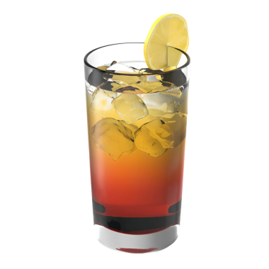 Uzun bir bardakta ferahlatıcı bir içecek, buzlu ve bir dilim limonlu, canlı bir renk grafiği sergiliyor..