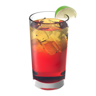 Buzlu uzun bir bardakta servis edilen ferahlatıcı bir içecek ve bir dilim limon, susuzluğu gidermek için mükemmel..