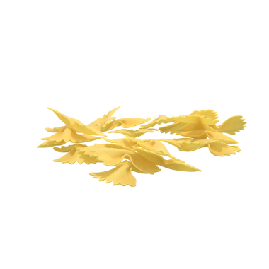 Kelebekleri andıran sarı makarna koleksiyonu. Yaratıcı mutfak sunumları için ideal..