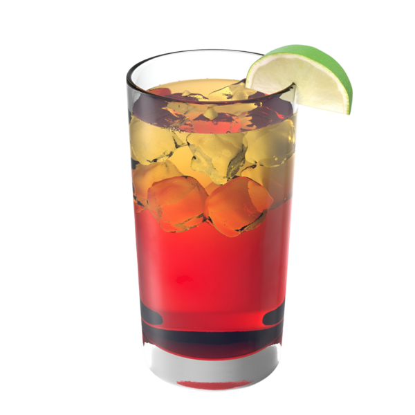 Renkli bir içecek, buzlu ve limon dilimli, ferahlatıcı bir zevk için mükemmel..