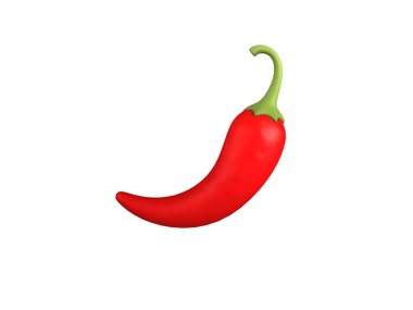 Yeşil saplı canlı kırmızı biber, genellikle yemeklere baharat ve tat katmak için kullanılır..