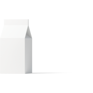 Klasik tasarımı olan, çeşitli süt ürünleri için uygun, markasız beyaz bir süt kutusu..