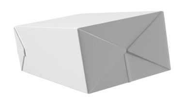 Gıda ambalajı ve taşımacılığı için tasarlanmış sade beyaz bir paket..