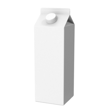 Süt ya da meyve suyu gibi sıvıları paketlemek için kullanılan sade beyaz bir karton..