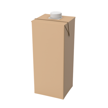 Vidalı sade bir içecek kutusu. Genellikle süt ya da meyve suyu gibi sıvıları paketlemek için kullanılır..