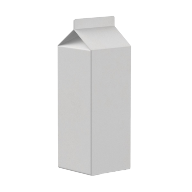 Sıvı ürünleri paketlemek için tasarlanmış sade, işaretsiz bir süt kutusu..