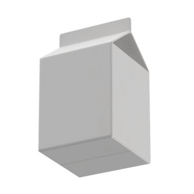 Basit, süslenmemiş bir süt kutusu tasarımı, tipik olarak ambalaj içecekleri için kullanılır..