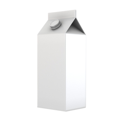 Sade, beyaz bir süt kutusu, üçgen kapaklı ve vida kapaklı, tipik olarak depolama ve doldurma içecekleri için kullanılır..