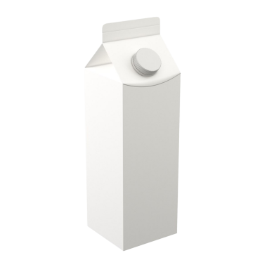 Basit bir beyaz süt kutusu, içecek depolamak ve dağıtmak için tasarlanmış..