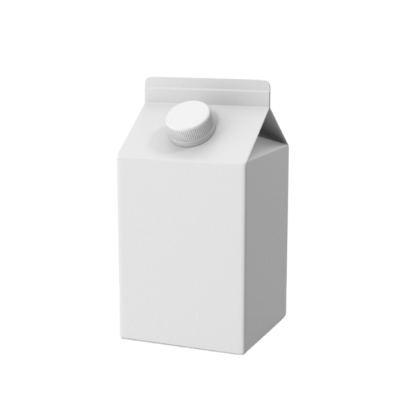 İçeceklerin depolanması ve dökülmesi için tasarlanmış sade bir süt kutusu..