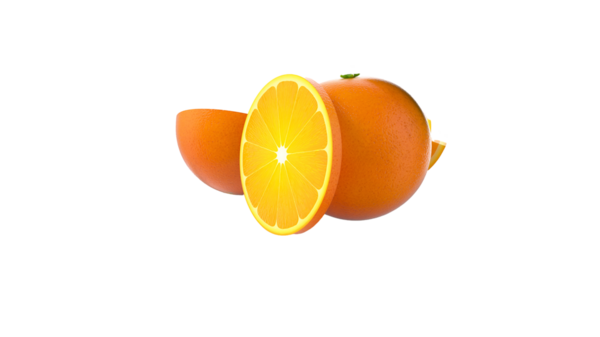 Canlı bir portakal meyvesi, kısmen dilimlenmiş, parlak rengini ve dokusunu gözler önüne seriyor..