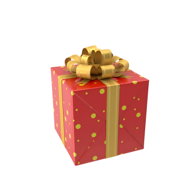 Canlı kırmızı bir hediye kutusu altın puantiyelerle süslenmiş ve dekoratif bir fiyonk, kutlamalar ve özel günler için mükemmel..