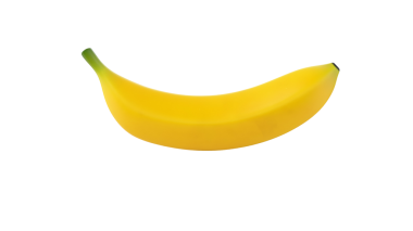 Tek bir olgun sarı muz, pürüzsüz dokusunu ve kıvrımlı şeklini sergiliyor, genellikle sağlıklı bir atıştırmalık olarak tadını çıkarıyor..