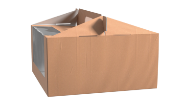 Depolama veya ambalaj için tasarlanmış, üstü açık bir karton kutu..