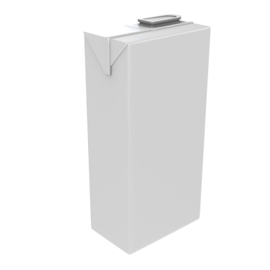 Süt ya da meyve suyu gibi içecekleri paketlemek için kullanılan sade beyaz bir karton..