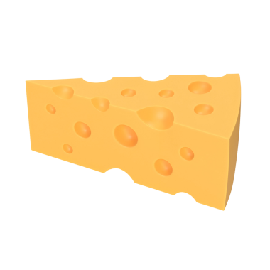 Genellikle İsviçre peyniri ile ilişkilendirilmiş delikli canlı bir sarı peynir dilimi, kendine özgü dokusu ve rengini sergiliyor..