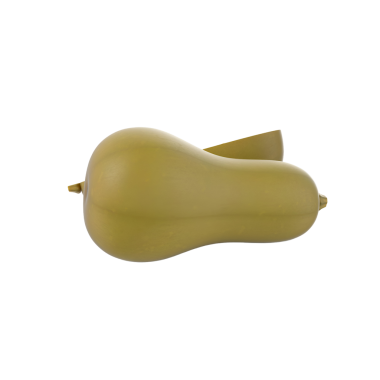 Yeşil armut şekilli bir nesnenin basit, stilize bir tasviri, muhtemelen bir meyve veya dekoratif nesneyi temsil ediyor..