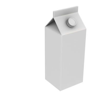 Basit bir tasarımı olan sade, markasız bir süt kutusu, süt ya da meyve suyu gibi içecekleri paketlemek için kullanılır..