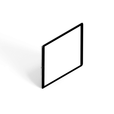 Belirli bir açıda gösterilen boş bir tablet aygıtı, özel tasarımı ve özelleştirme için boş ekranı vurguluyor.
