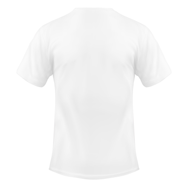 Arkadan görünen, kişiselleştirmeye uygun beyaz bir tişört..