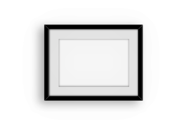 Basit, siyah çerçeveli, içi boş bir çerçeve. Sanat eseri ya da fotoğraf için hazır..