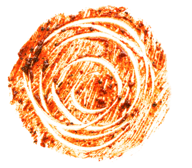 Dönen çizgileri olan dairesel bir tasarım, doğal motif ya da sanatsal bir tasarım gibi..