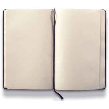 Yaratıcılığı ve not almayı teşvik eden, kurdele işaretli, açık, boş bir defter..