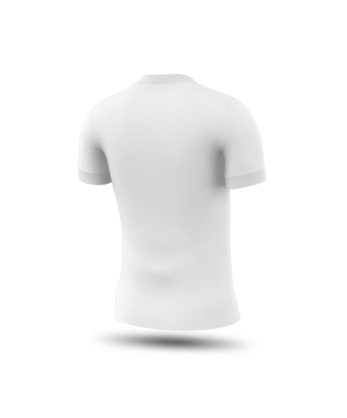 Arkadan gösterilen düz beyaz kısa kollu tişört tasarım ve moda modelleri için uygundur..