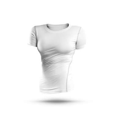 Moda sunumları için ideal tasarımı ve kumaş dokusunu gösteren yüzen beyaz bir tişört..