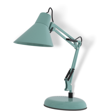 Ayarlanabilir kollu şık bir masa lambası, çalışma alanlarında odaklanmış ışıklandırma için mükemmel..