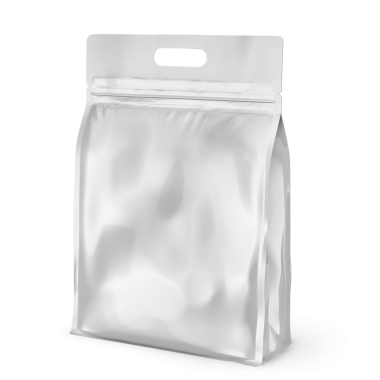Paketleme ve depolama için tasarlanmış temiz, yeniden mühürlenebilir bir plastik torba..