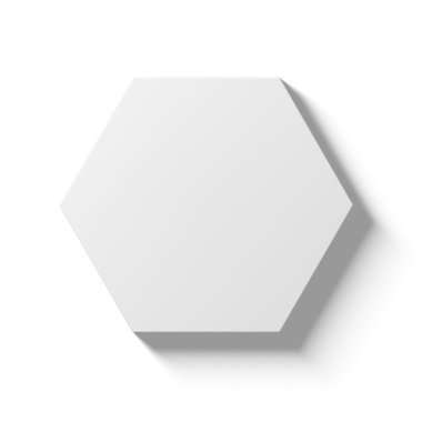 Tasarım veya grafik uygulamaları için uygun, gölgesi olan basit, düz, beyaz bir altıgen..