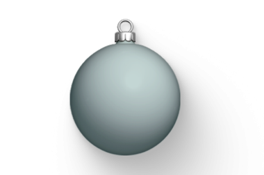 Pürüzsüz, açık mavi bir Noel süsü, gümüş şapkalı, bayram süsü için tasarlanmış..