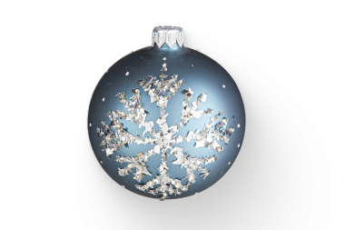 Bir kar tanesi dizaynı içeren dekoratif mavi Noel süsü, bayram kutlamaları için mükemmel..