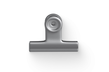 Kağıtları güvenli bir şekilde tutmak için tasarlanmış metalik bir klip..