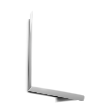 Modern dekorasyon ve organizasyon için tasarlanmış minimalist beyaz bir köşe rafı..