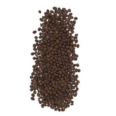 Uzatılmış bir kahve çekirdeği yığını..