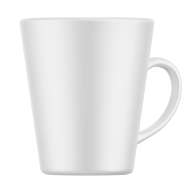 Sade, beyaz bir bardak, kahve ya da çay gibi içecekler için uygun..