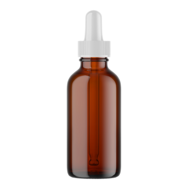 Beyaz kapaklı kahverengi bir cam damlalık şişesi. Genellikle gerekli yağlar ya da sıvı takviyeler için kullanılır..