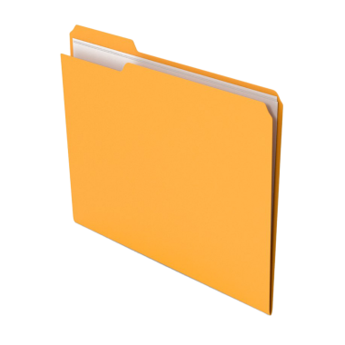 İçinde belgeler olan sarı bir dosya klasörü, genellikle belgeleri düzenlemek için kullanılır..