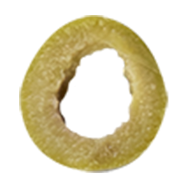 Kurumuş, yuvarlak, içi boş yeşil bir meyve dilimi. Genellikle abur cuburlarda ya da mutfak yemeklerinde kullanılır..