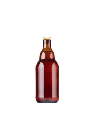 Koyu bir içecekle dolu kahverengi bir şişe, genellikle bira ya da soda gibi içecekler için kullanılır..